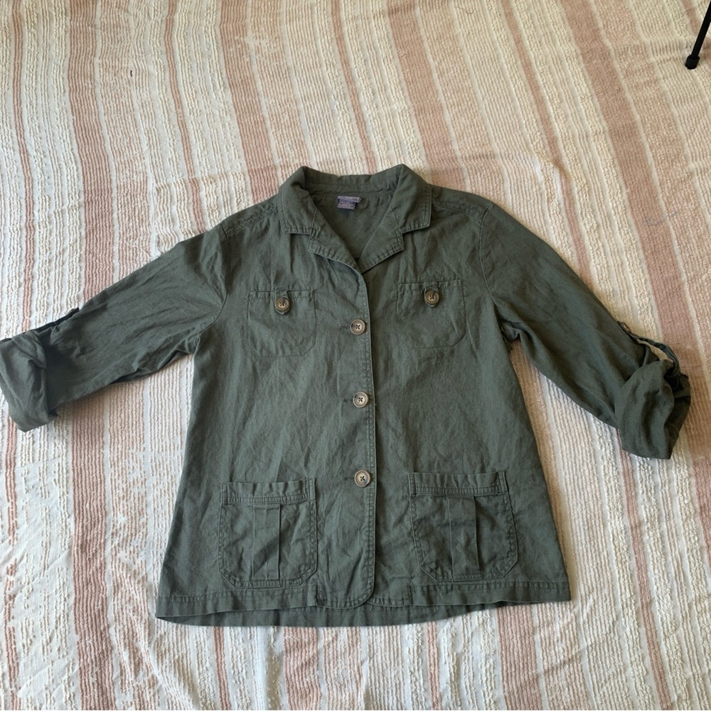 Laura Scott Petite Button-Down (Small) Forrest Gr… - image 4